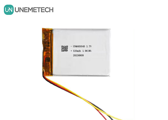 3.7V 530mAh بطارية الليثيوم البوليمرية المخصصة 403040 مع عمر دورة طويلة UL1642