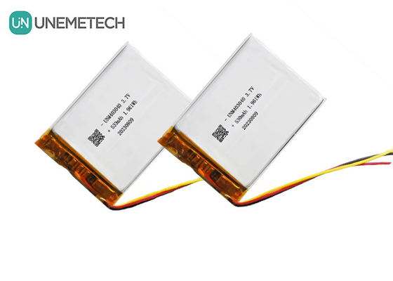3.7V 530mAh بطارية الليثيوم البوليمرية المخصصة 403040 مع عمر دورة طويلة UL1642