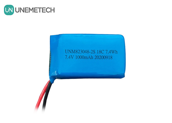 بطارية ليتيوم بوليمر / بطارية ليتيوم 18C بطارية 7.4v 1000mah 823048