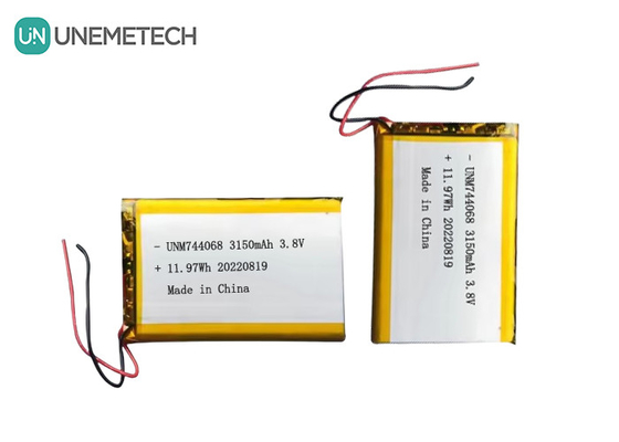 بطارية ليبو قابلة لإعادة الشحن عالية الجهد 3.8 فولت 744068 3150mah بطارية لنظام تتبع GPS