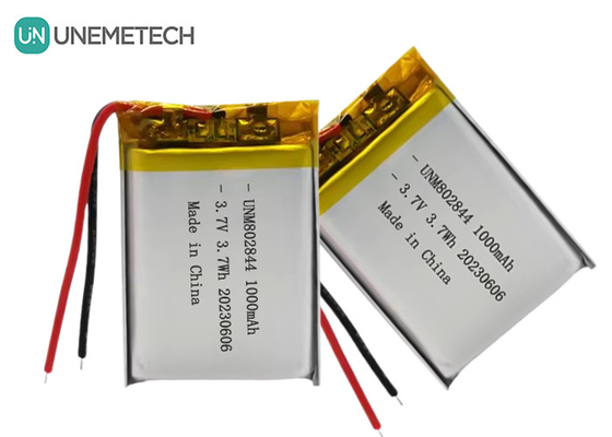 3.7 فولت بطارية ليثيوم أيون قابلة لإعادة الشحن 1000mAh 802844 بطارية ليثيوم بوليمر للأجهزة المنزلية الصغيرة