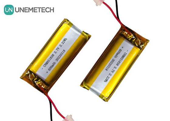 600mAh بطارية ليثيونية فضية مخصصة / 851838 3.7 فولت جهاز ارتداء بطارية ليثيوم أيون بوليمر