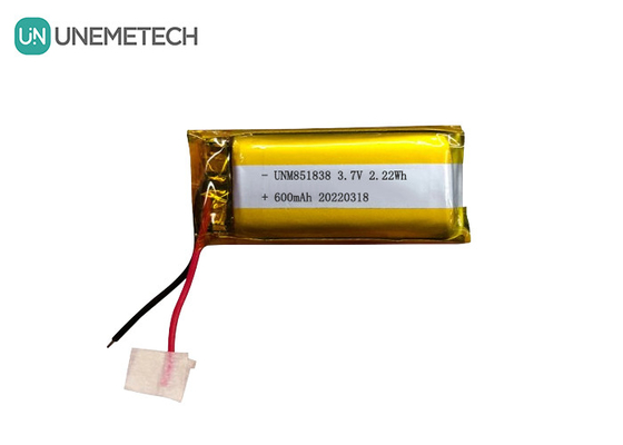 600mAh بطارية ليثيونية فضية مخصصة / 851838 3.7 فولت جهاز ارتداء بطارية ليثيوم أيون بوليمر