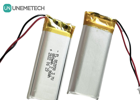بطارية الليثيوم البوليمرية القابلة لإعادة الشحن مخصصة 802050 3.7V 800mAh بطارية لي بولي لضوء الاتصال