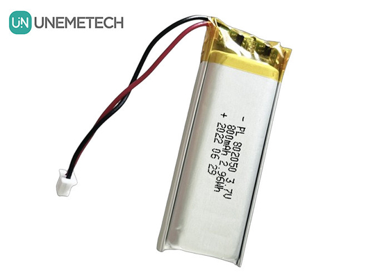 بطارية الليثيوم البوليمرية القابلة لإعادة الشحن مخصصة 802050 3.7V 800mAh بطارية لي بولي لضوء الاتصال