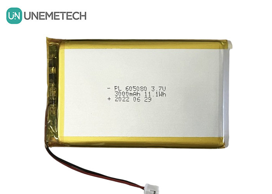 3.7 فولت 3000mAh بطارية ليثيوم أيون قابلة لإعادة الشحن 605080 مع PCB وواصلة الأسلاك للإلكترونيات