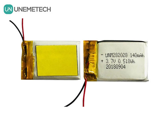 بطارية الليبو ذات التفريغ الذاتي المنخفض 282028 / 3.7V بطارية البوليمر الليثيوم 140mAh للأجهزة القابلة للارتداء