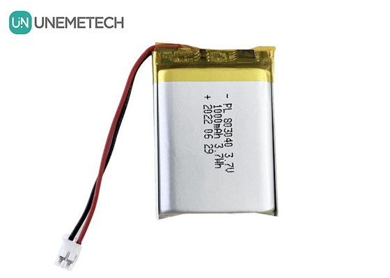 803040 3.7 فولت بطارية قابلة لإعادة الشحن من البوليمر الليلي 3.7Wh بطارية كيس 1000mAh مع رابط JST-PH-2P