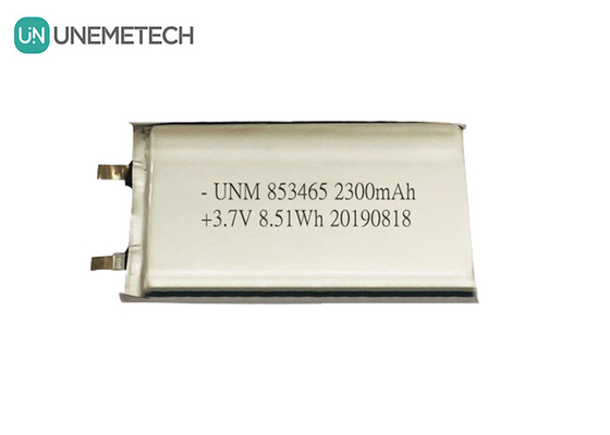 3.7 فولت 2300mah بطارية الليثيوم البوليمرية ذات الخلية الواحدة 853465 مع IEC62133 للمعدات الطبية