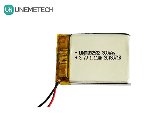 تعقب جي بي إس بطارية الليثيوم البوليمر المخصصة / 3.7 فولت 300mAh 392532 بطارية ليبو قابلة لإعادة الشحن