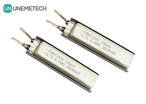 3.7 بطارية البوليمر الليثيوم أيون / IEC62133 المعتمدة 471036 130mAh بطارية البوليمر الليثيوم