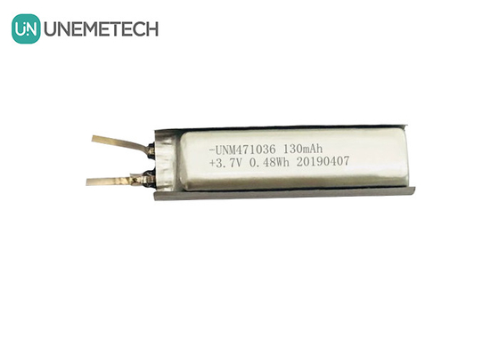 3.7 بطارية البوليمر الليثيوم أيون / IEC62133 المعتمدة 471036 130mAh بطارية البوليمر الليثيوم