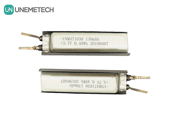 3.7 بطارية البوليمر الليثيوم أيون / IEC62133 المعتمدة 471036 130mAh بطارية البوليمر الليثيوم