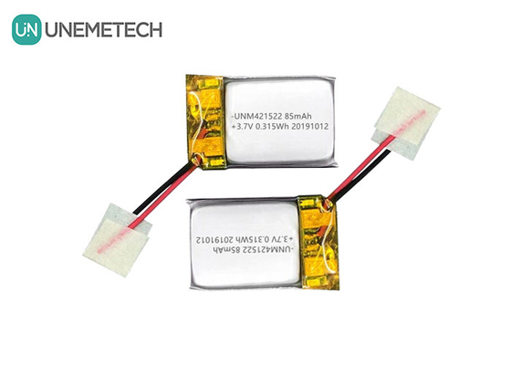 85mAh 3.7V بطارية الليثيوم البوليمرية الصغيرة 421522 قابلة لإعادة الشحن مع PCM و سلك الرصاص