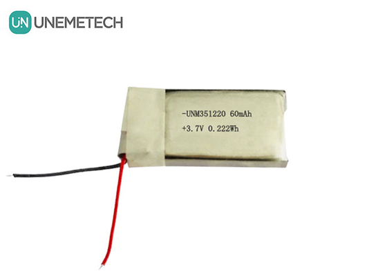3.7 فولت 60mAh بطارية ليبو قابلة لإعادة الشحن صغيرة جداً 351220 للمنتجات القابلة للارتداء