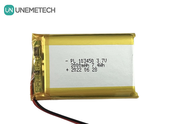 3.7 فولت 2000mAh بطارية الليثيوم البوليمرية القابلة لإعادة الشحن 103450 سعة كبيرة لمضخة الثدي الكهربائية