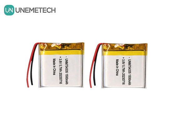 4بطاريات ليبو عالية الجهد 754335 3.8 فولت 1500mAh بطاريات ليتيم البوليمر القابلة لإعادة الشحن