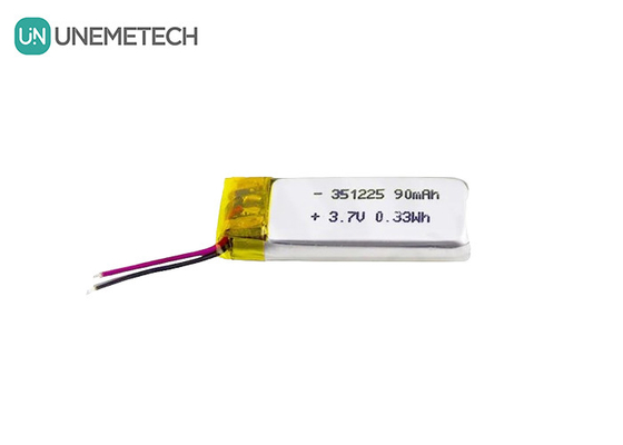 351225 بطارية ليثيوم أيون بوليمر 3.7 فولت 90mAh بطارية ليثيوم بوليمر رقيقة للغاية قابلة لإعادة الشحن