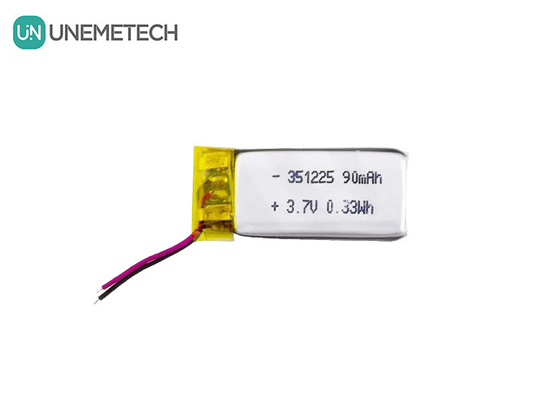 351225 بطارية ليثيوم أيون بوليمر 3.7 فولت 90mAh بطارية ليثيوم بوليمر رقيقة للغاية قابلة لإعادة الشحن
