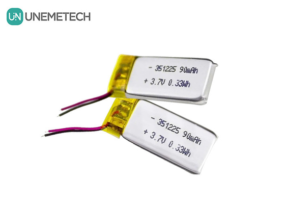 351225 بطارية ليثيوم أيون بوليمر 3.7 فولت 90mAh بطارية ليثيوم بوليمر رقيقة للغاية قابلة لإعادة الشحن