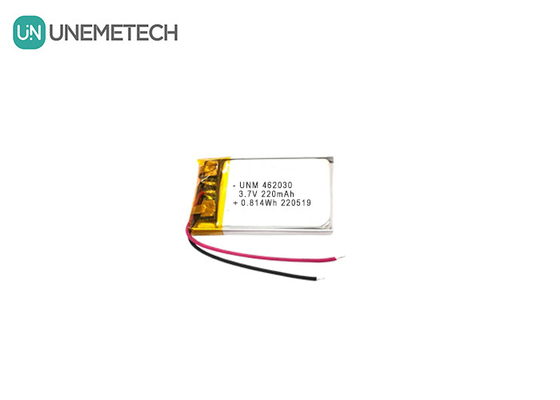 3.7V 220mAh 462030 شهادة بطارية البوليمر الليثيوم القابلة لإعادة الشحن للضوء LED