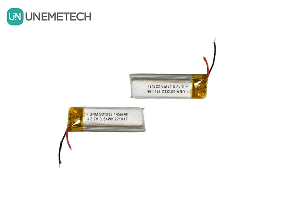 3.7 فولت 145mAh 501232 بطارية الليثيوم البوليمر ذات التصميم المدمج لآلة الفقاعات