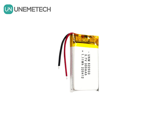3.7 فولت 300mAh 522033 بطارية ليثيوم أيون البوليمر المرنة المخصصة للساعات الذكية