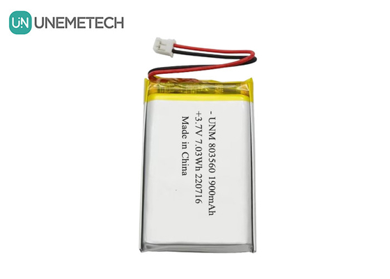بطارية الليثيوم البوليمرية المرنة القابلة لإعادة الشحن 3.7 فولت 1900mAh 803560 لمصابيح الكشاف