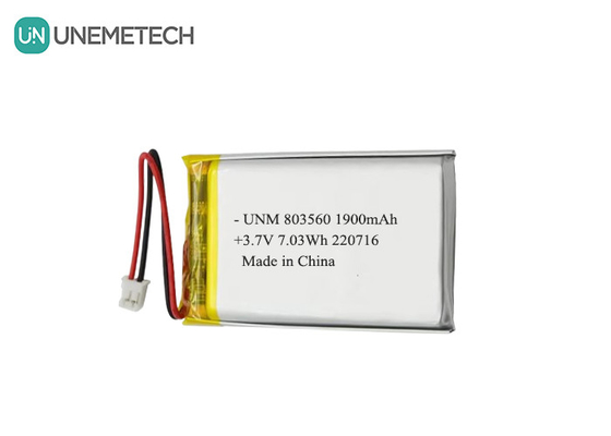 بطارية الليثيوم البوليمرية المرنة القابلة لإعادة الشحن 3.7 فولت 1900mAh 803560 لمصابيح الكشاف