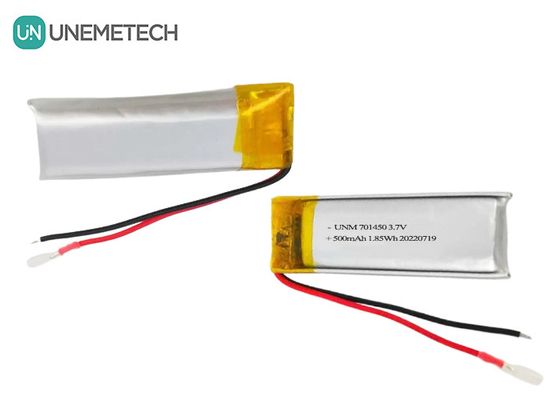 3.7 فولت 500mAh 701450 بطارية البوليمر الليثيوم القابلة لإعادة الشحن لأجهزة استشعار درجة الحرارة
