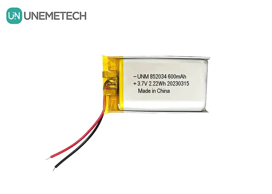 3.7 فولت 600mAh 852034 بطارية الليثيوم البوليمرية القابلة لإعادة الشحن مخصصة لأجهزة الرأس