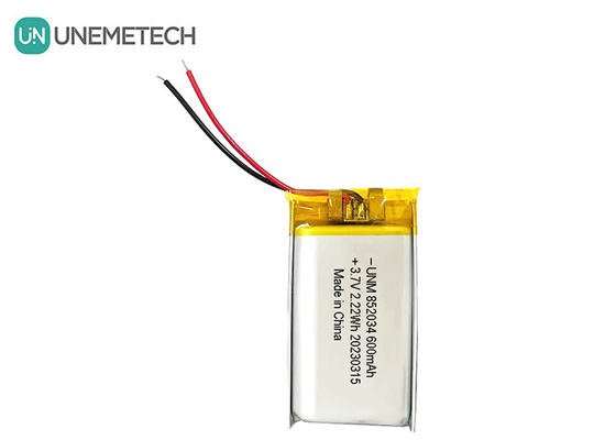 3.7 فولت 600mAh 852034 بطارية الليثيوم البوليمرية القابلة لإعادة الشحن مخصصة لأجهزة الرأس