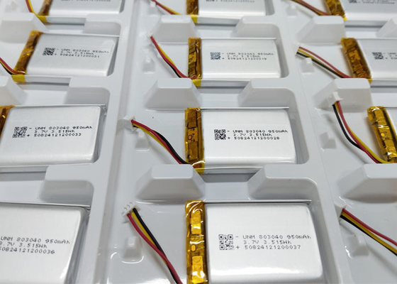 3.7 فولت 950mAh 803040 بطارية بوليمر ليثيوم أيون مع Molex51021-3P للأجهزة الإلكترونية الخارجية
